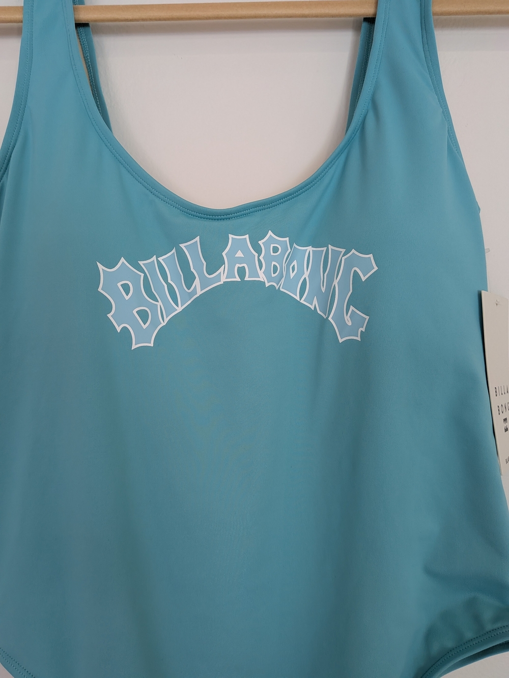 Billabong Blue Solid One Piece Swimsuit Wide Strap High Leg Lined Stretch XL - Picture 4 of 9